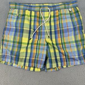 Polo Ralph Lauren Swim Trunks Mens Large Plaid‎ Lined Beach Shorts Vintage